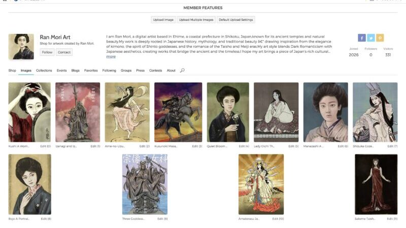 Fine Art Americaのギャラリーページ。12作品が並んだ状態