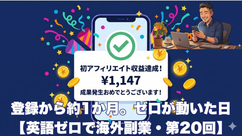もしもアフィリエイト初成果1,147円達成・登録から約1か月ゼロが動いた日