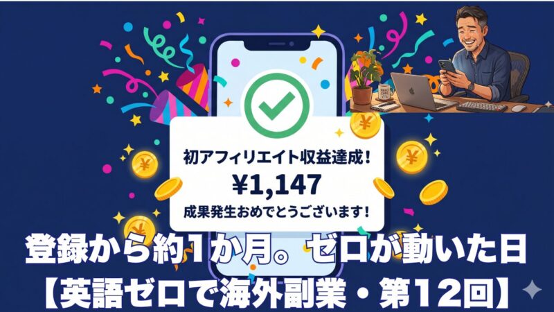もしもアフィリエイト初成果1,147円達成・登録から約1か月ゼロが動いた日