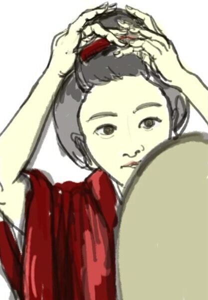 大正浪漫イラスト「櫛」着彩初期