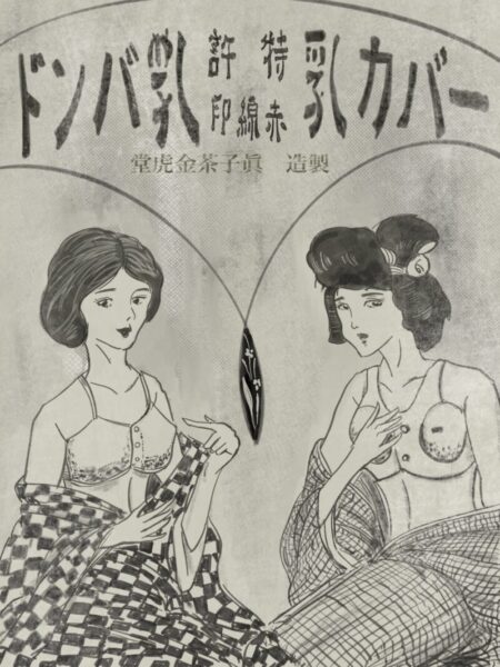 大正浪漫スタイルで描いた「ドンバ乳カバー」下着広告のイラスト
