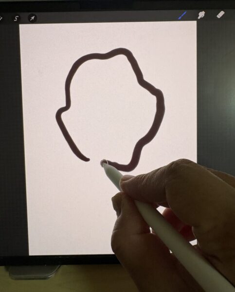 Apple Pencilでフリーハンドに描いた、いびつな円形の線画
